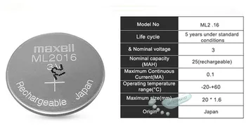 4pc Maxell Originalus ML2016 ML 2016 3v Ličio Jonų Įkraunamoji Ličio Jonų Moneta Ląstelių Mygtuką RTC CMOS Baterija Baterijos