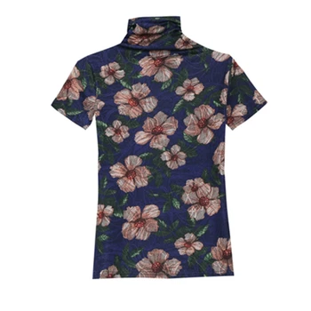 2020 Nauja Pavasario Vasaros Europos Drabužius T-shirt Mados Gėlių Spausdinti Moterų Pleuche Viršūnes Ropa Mujer Dugno Marškinėliai Tees T02308