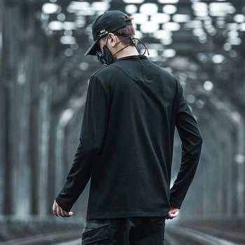 11 BYBB TAMSU Tamsu Taktinis Funkciją, ilgomis Rankovėmis Marškinėlius 2020 M. Derliaus Harajuku Megztinis Medvilnė Hip-Hop Streetwear T Marškinėliai Black