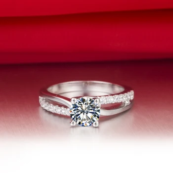 Kietojo Platinum PT950 Žiedas 1CT Diamond Engagement Vestuvinį Žiedą Pareiškimą Gimtadienio Papuošalai Dovana Mergina Niekada Išnyks