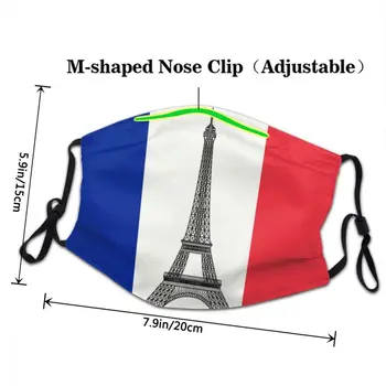 Prancūzijos Vėliava Skalbti Veido Kaukė Prancūzijos La Tour Eiffel Tėvynės Stabdžių Migla Apsaugos Nuo Dulkių Dangtelis Respiratorius Mufelinė