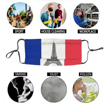 Prancūzijos Vėliava Skalbti Veido Kaukė Prancūzijos La Tour Eiffel Tėvynės Stabdžių Migla Apsaugos Nuo Dulkių Dangtelis Respiratorius Mufelinė