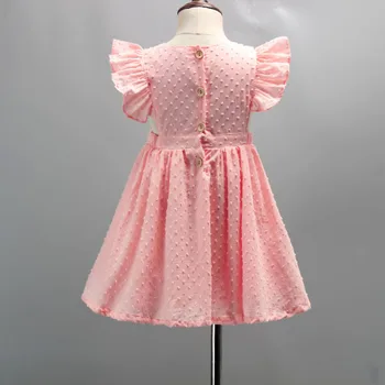 2020 Naujas Vasaros Mergaičių Suknelė Plaukioja rankovėmis Medvilnės Plisuotos Šalis Princesė Dress Vaikams, Vaikų Drabužiai Mergaitėms