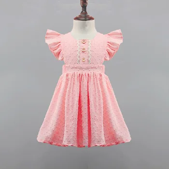 2020 Naujas Vasaros Mergaičių Suknelė Plaukioja rankovėmis Medvilnės Plisuotos Šalis Princesė Dress Vaikams, Vaikų Drabužiai Mergaitėms