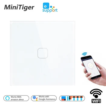 Minitiger ES/JK WIFI Smart Touch Perjungti PROGRAMĄ Belaidžio Nuotolinio valdymo Šviesos Sienos Jungiklis, Krištolo, Kolegijos Darbas Su Alexa / 