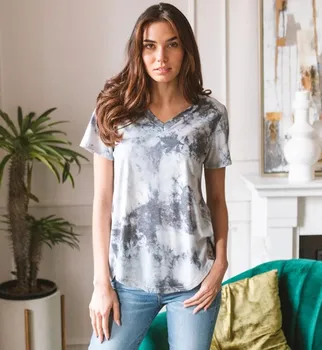 2021 Moterų trumparankoviai marškinėliai vasaros ins naujų produktų Europos ir Amerikos stiliaus tie dažai spausdinimas prarasti trumparankoviai viršų
