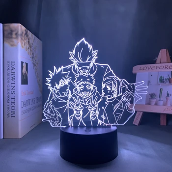 Anime Džiudžiutsu Kaisen 3D Akrilo Naktį Šviesos Satoru Gojo Komanda Stalo Lempa Miegamasis LED naktinė lempa Lempos Vaikų Berniukų Gimtadienio Dovana