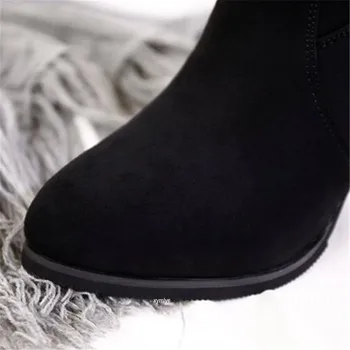 2020 m. žiemos naujas ponios mados patogiai, plius medvilnės šiltas batai moterims atsitiktinis seksualus Pulko Zip juodos spalvos aukšto kulno batai mujer c96