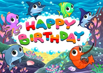 DePhoto Fotografijos Fone Povandeninio Pasaulio Mielas Ryklių Aštuonkojai Koralų Fone Baby Happy Birthday Party Pritaikyti Photocall