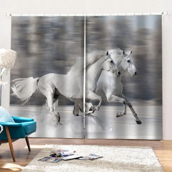Morden balto žirgo užuolaidos 3D Užuolaidos Gyvenimo Kambario, Miegamasis Individualų dydį stereoskopinis užuolaidos