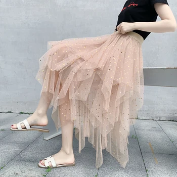 Moterų Sijonai Vasaros 2020 Naujų korėjos Žvaigždės China Elegantiškas Aukšto Juosmens-line Plisuotos Elastingas Diržas Mokyklos Pavasarį Midi Sijonas Femme